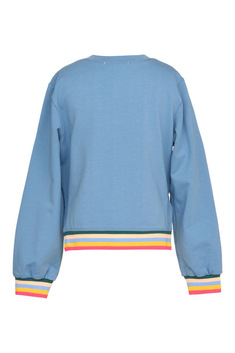 Kids' Flower Applique Sweatshirt, Alternate, color, TEAL MULTI