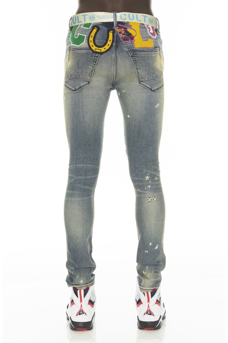 Punk Belted Distressed Super Skinny Jeans, Alternate, color, PRIMO