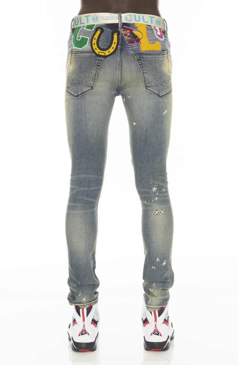 Cult of Individuality Punk Belted Distressed Super Skinny Jeans, Alternate, color, Primo