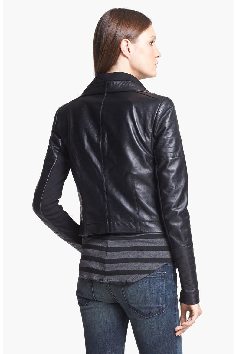 'Max' Leather Moto Jacket, Alternate, color, BLACK
