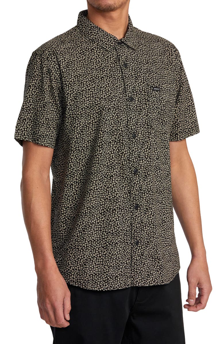 RVCA Morning Glory Floral Short Sleeve Button-Up Shirt, Alternate, color, 