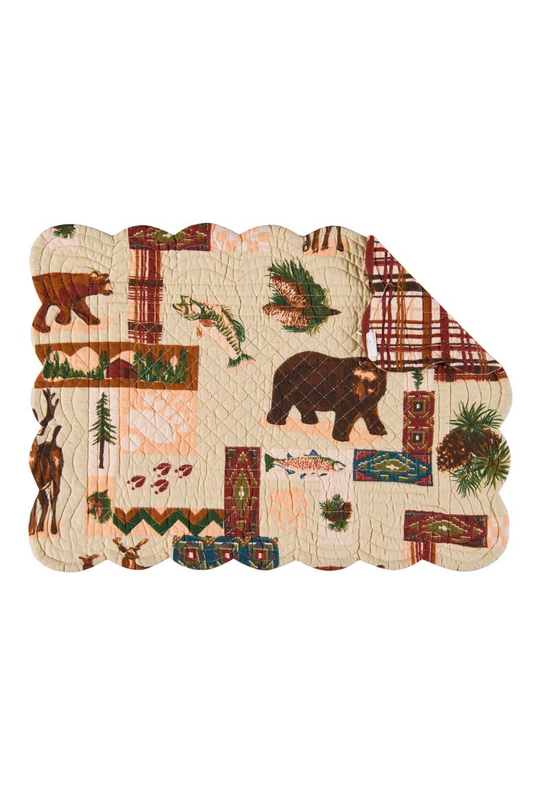 Dakota Cotton Quilted Rectangular Reversible Placemats Set of 6, 13" x 19", Main, color, Brown