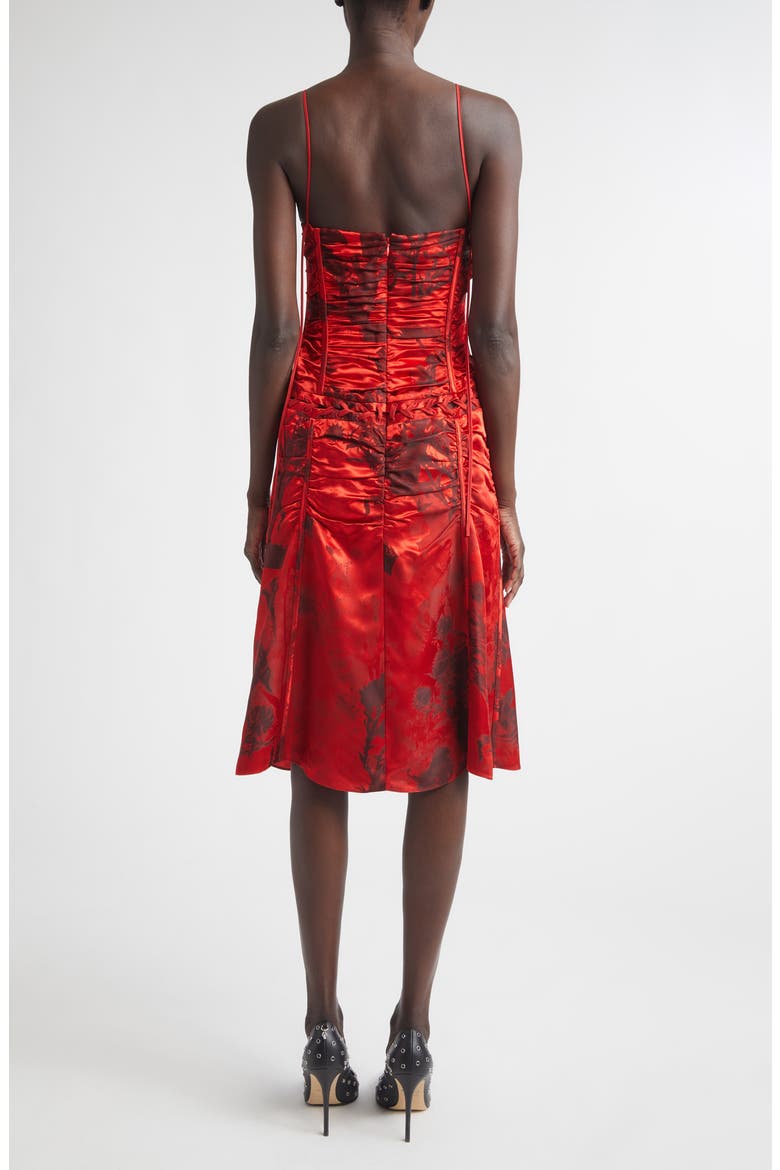 Floral Jacquard Corset Dress, Alternate, color, RED-BLACK