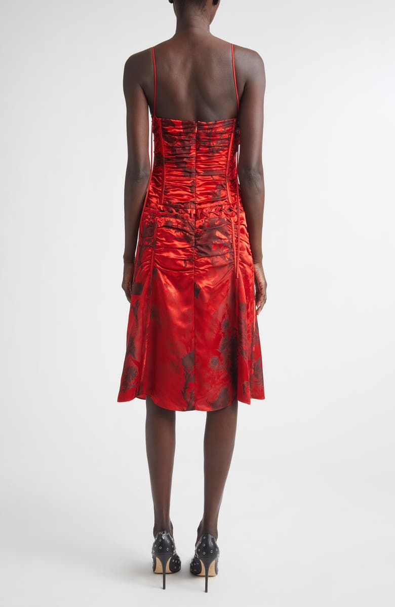 McQueen Floral Jacquard Corset Dress, Alternate, color, Red-Black