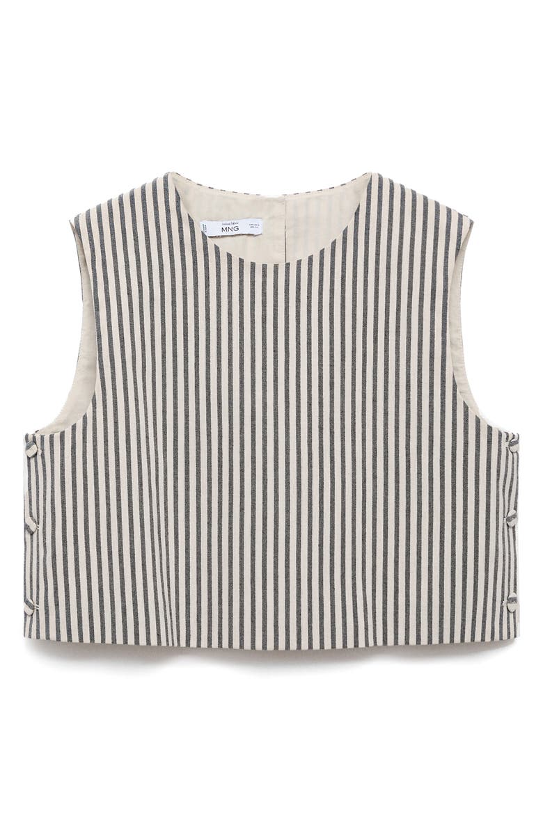 MANGO Stripe Side Button Sleeveless Crop Top, Alternate, color, Ecru