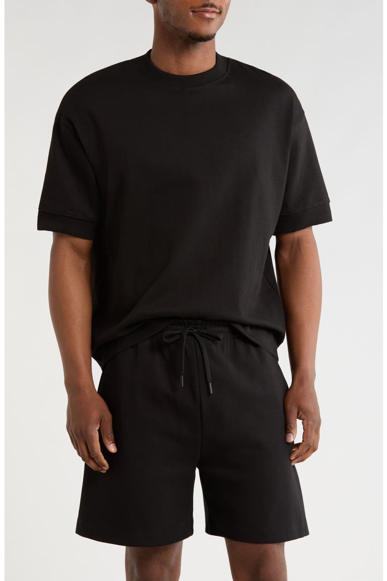 Heavyweight Oversize T-Shirt & Shorts Set, Main, color, BLACK