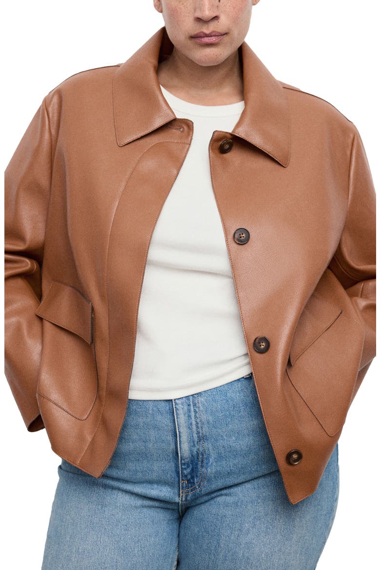 Sabina Faux Leather Jacket, Alternate, color, MEDIUM BROWN