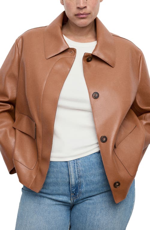Mango Sabina Faux Leather Jacket In Brown