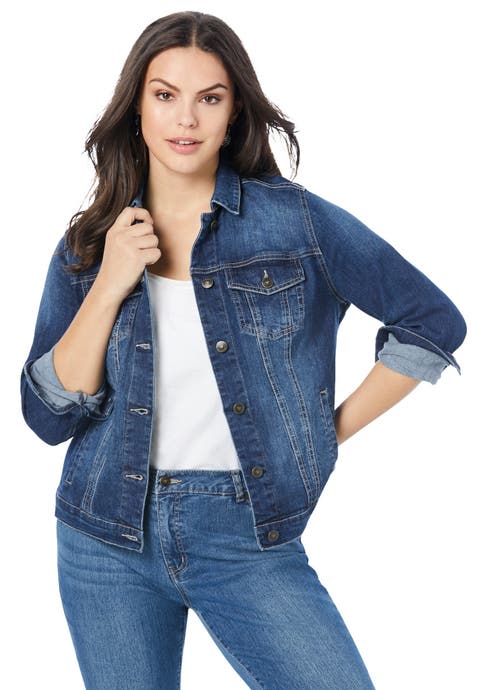 Plus Size Classic Stretch Denim Jacket