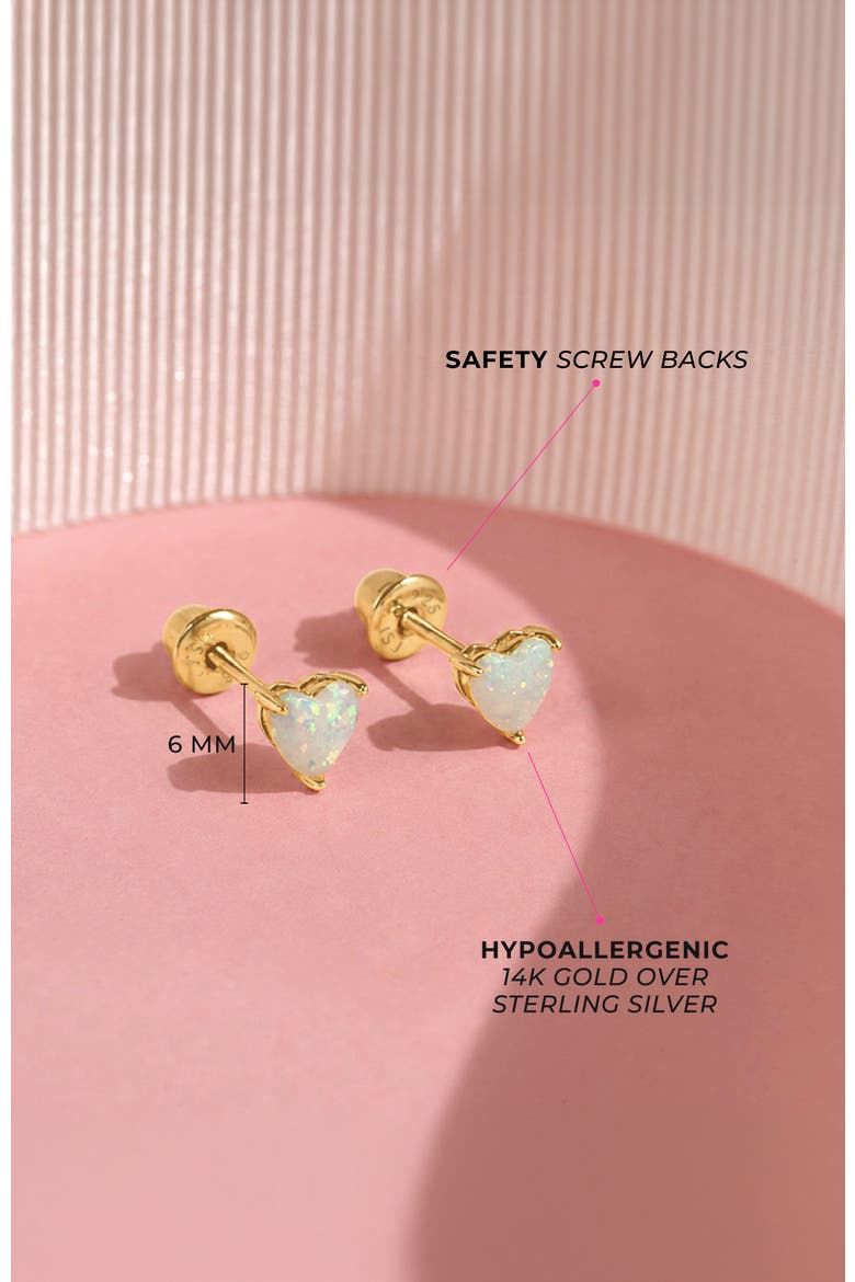 Opal Heart Prong Plated Earrings, Alternate, color, Opal