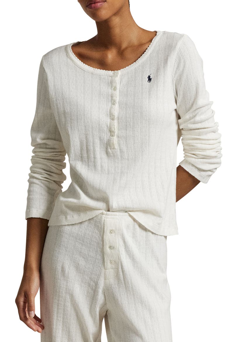 Henley Cotton Pajamas, Alternate, color, EGRET