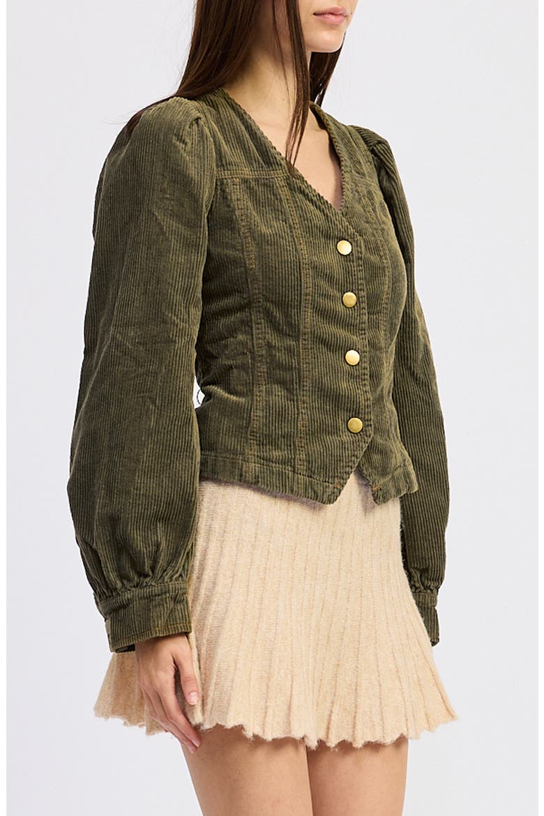 Sylvie Long Sleeve Corduroy Button-Up Shirt, Alternate, color, WASHED OLIVE