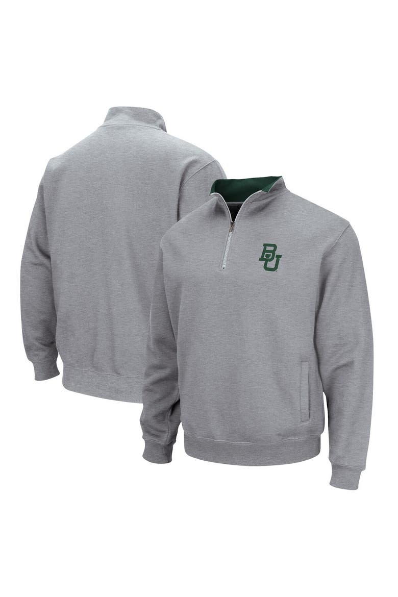 Men's Colosseum Heathered Gray Baylor Bears Tortugas Team Logo Quarter-Zip Jacket, Main, color, Heather Gray