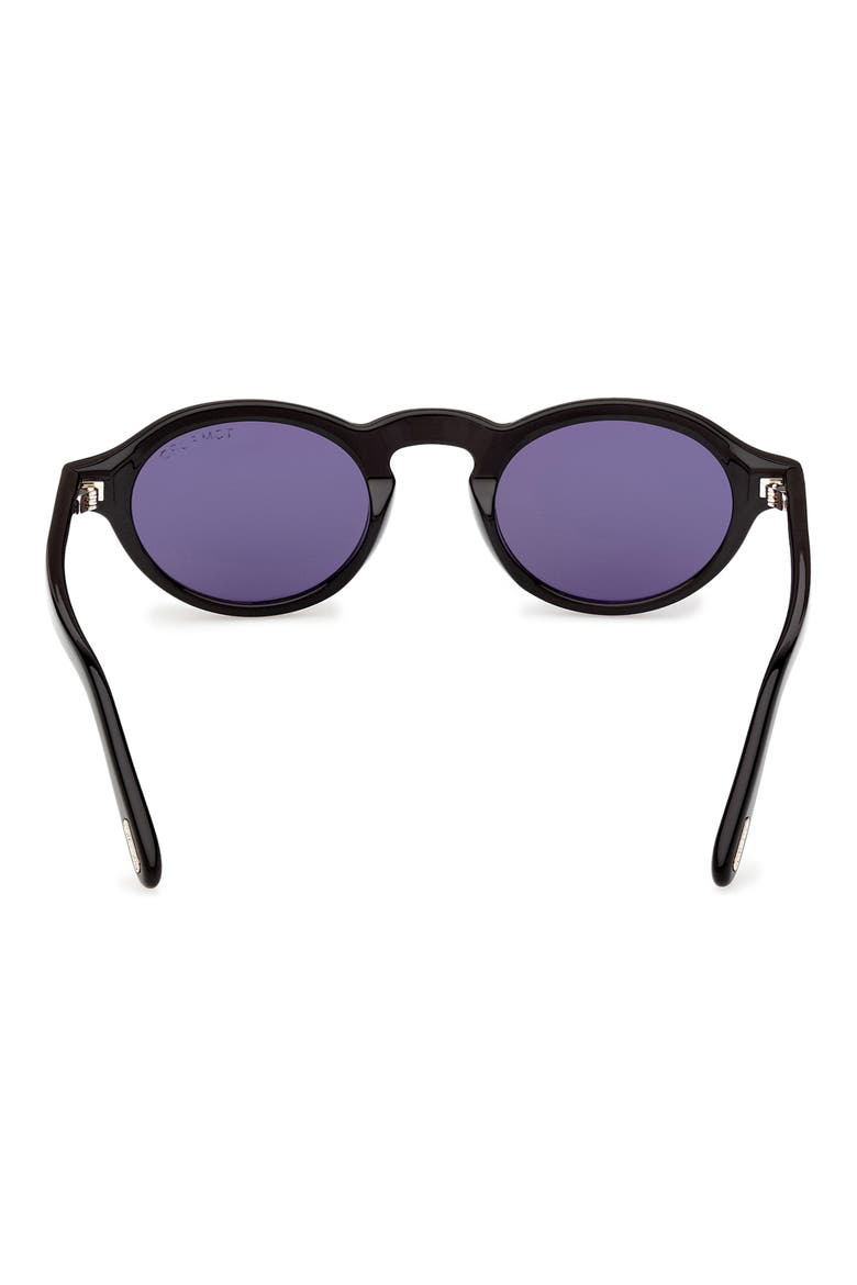 Aristotele 48mm Small Oval Sunglasses, Alternate, color, SHINY BLACK / BLUE LENS