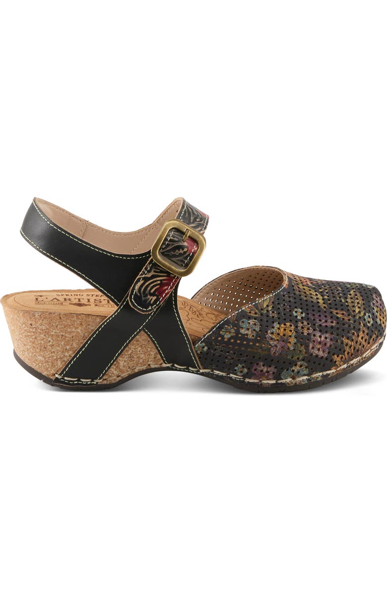 L'Artiste by Spring Step Koraline Ankle Strap Clog, Alternate, color, Black Multi