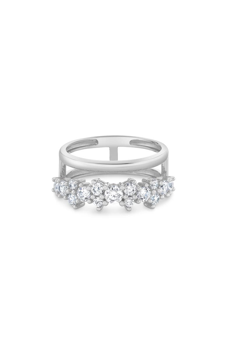 Cubic Zirconia Double Band Ring, Alternate, color, PURE PLATINUM / CLEAR STONE