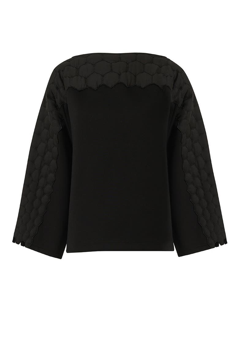 Quilted Embroidered Top, Main, color, Black