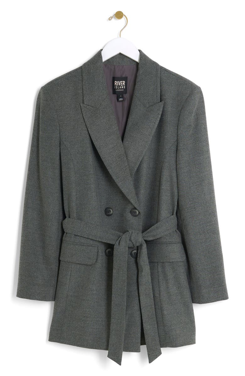 River Island Belted Marled Flannel Blazer, Alternate, color,