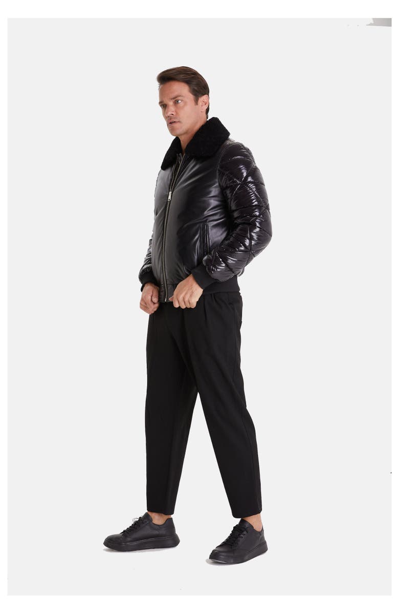 Furniq UK Philip Leather Jacket, Alternate, color, Black