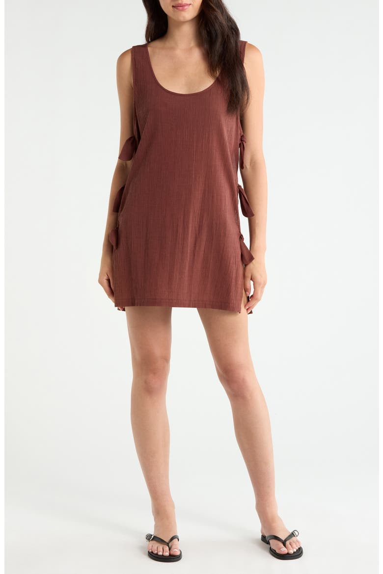 Side Tie A-Line Cover-Up Dress, Main, color, MOCHA