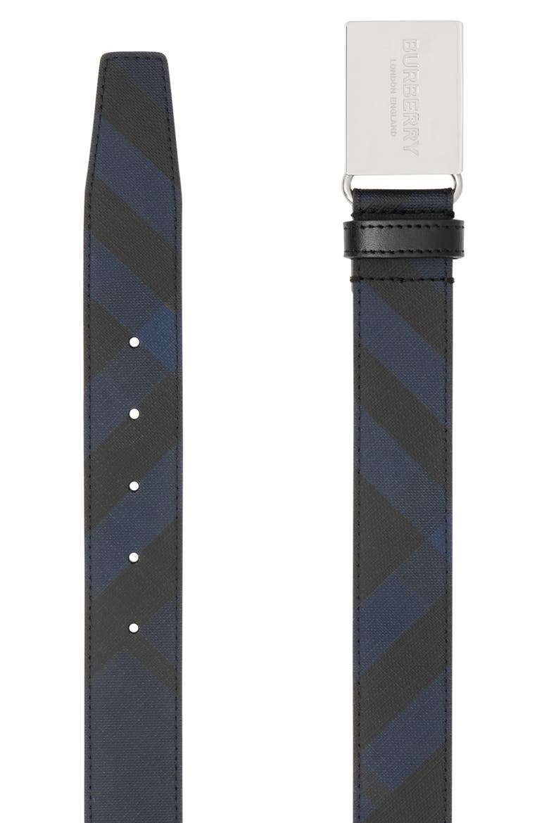 London Check Plaque Buckle Belt, Alternate, color, BLUE