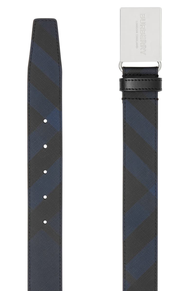 Burberry London Check Plaque Buckle Belt, Alternate, color, 