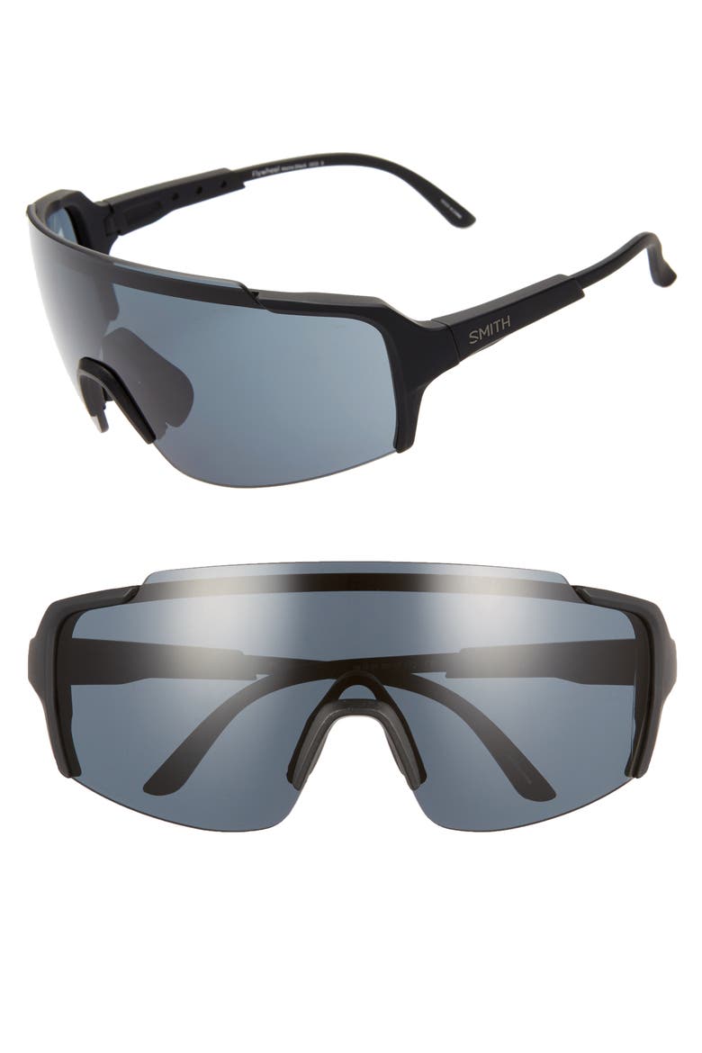 Flywheel 160mm ChromaPop™ Shield Sunglasses, Main, color, MATTE BLACK/ BLACK