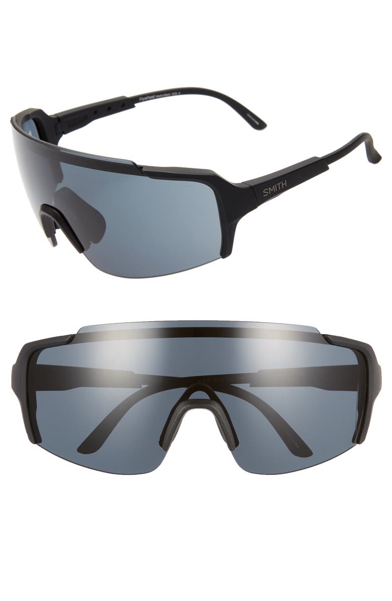 Smith Flywheel 160mm ChromaPop<sup>™</sup> Shield Sunglasses, Main, color, Matte Black/ Black