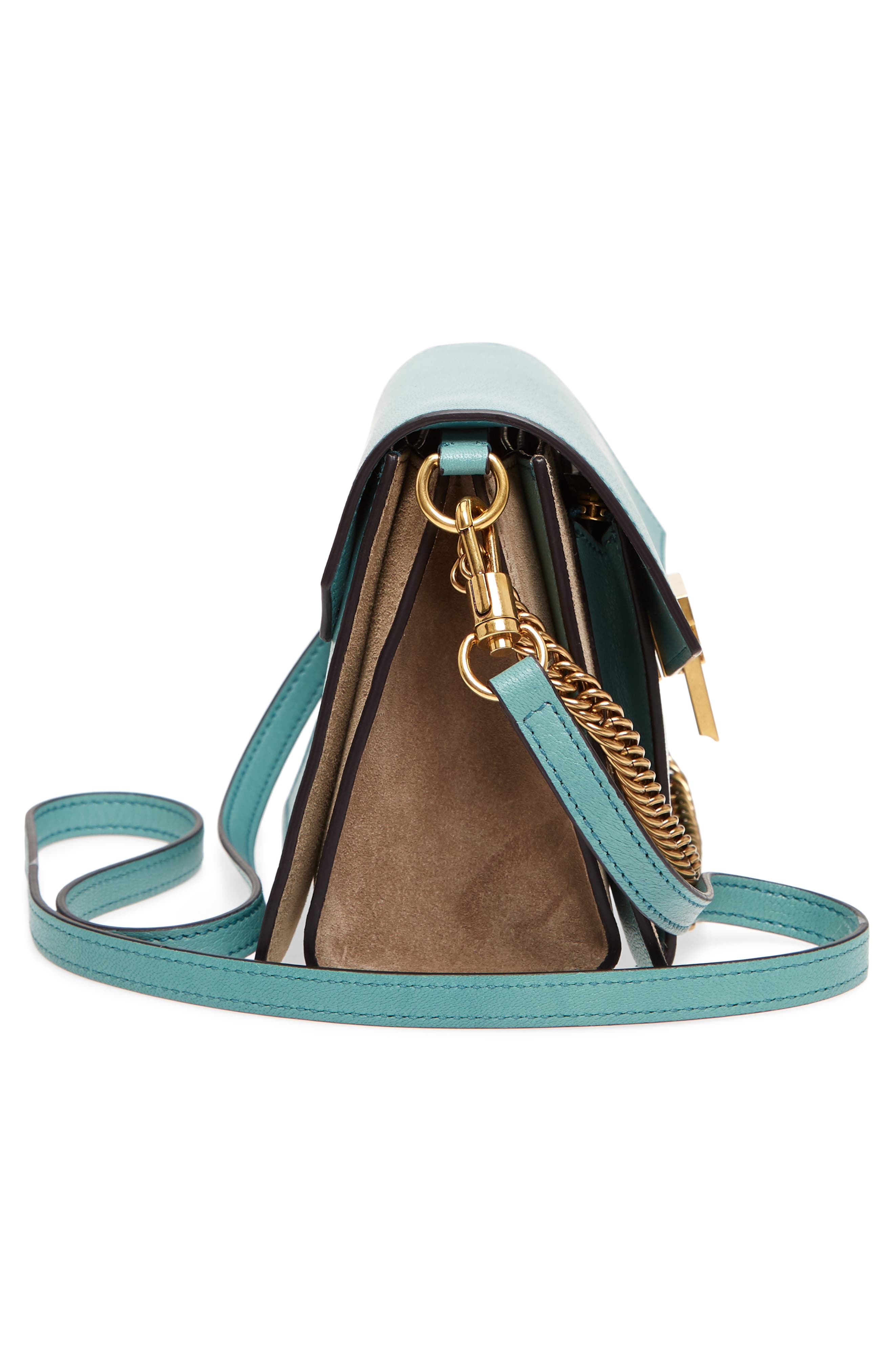 Small GV3 Leather & Suede Crossbody Bag, Alternate, color, AQUA/ TAUPE