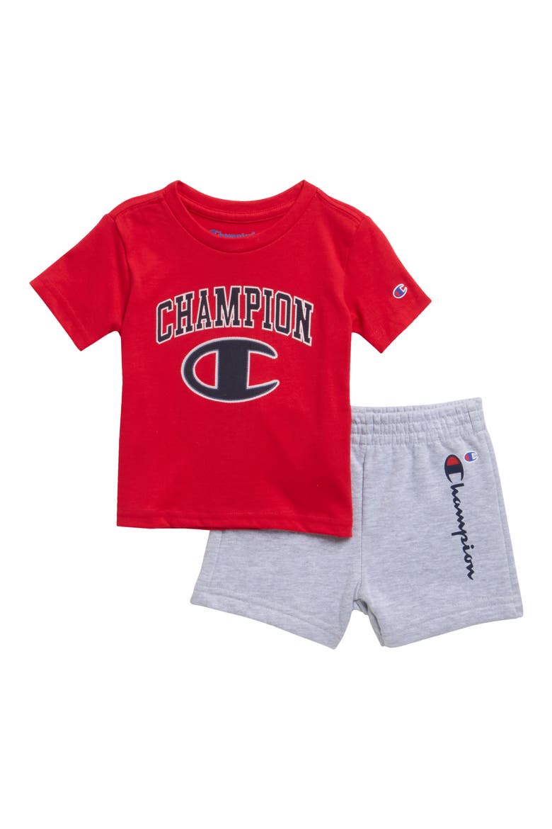 Logo T-Shirt & Shorts Set, Main, color, LYCHEE