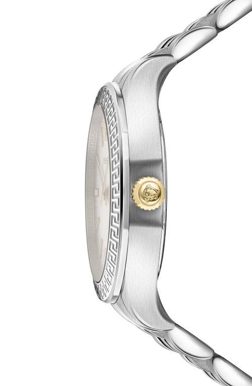 Versace Women's Hellenyium Silver Stainless Steel Bracelet Watch, 36mm In Two Tone