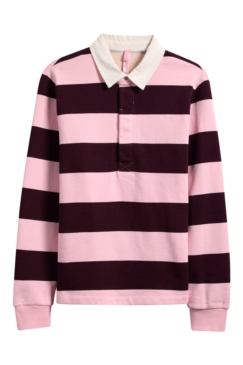 Boyfriend Fleece Polo, Main, color, CURRANT RUGBY STRIPE
