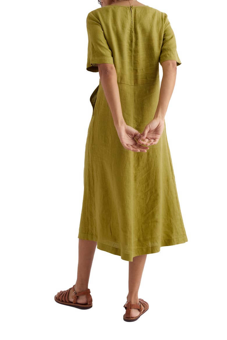 Grass Wave Linen Midi Dress, Alternate, color, AVOCADO