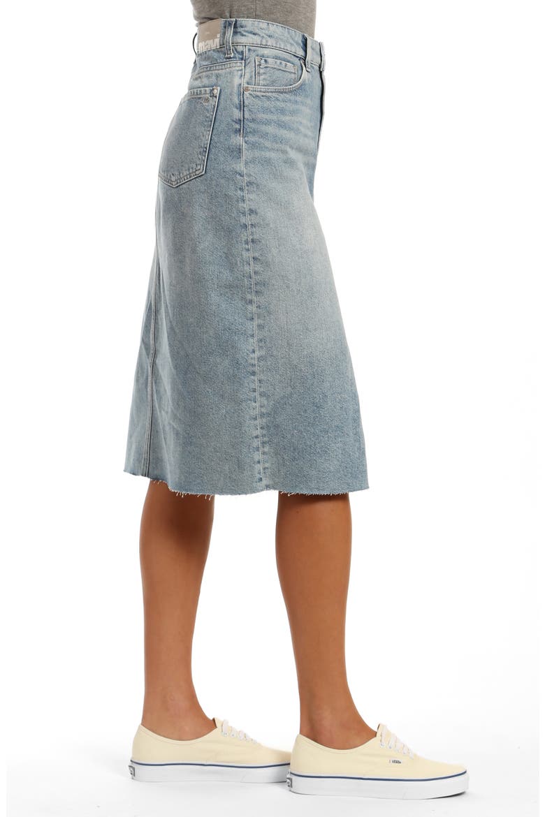 Mavi Megan Nonstretch Raw Hem Denim Skirt, Alternate, color, SHADED DENIM