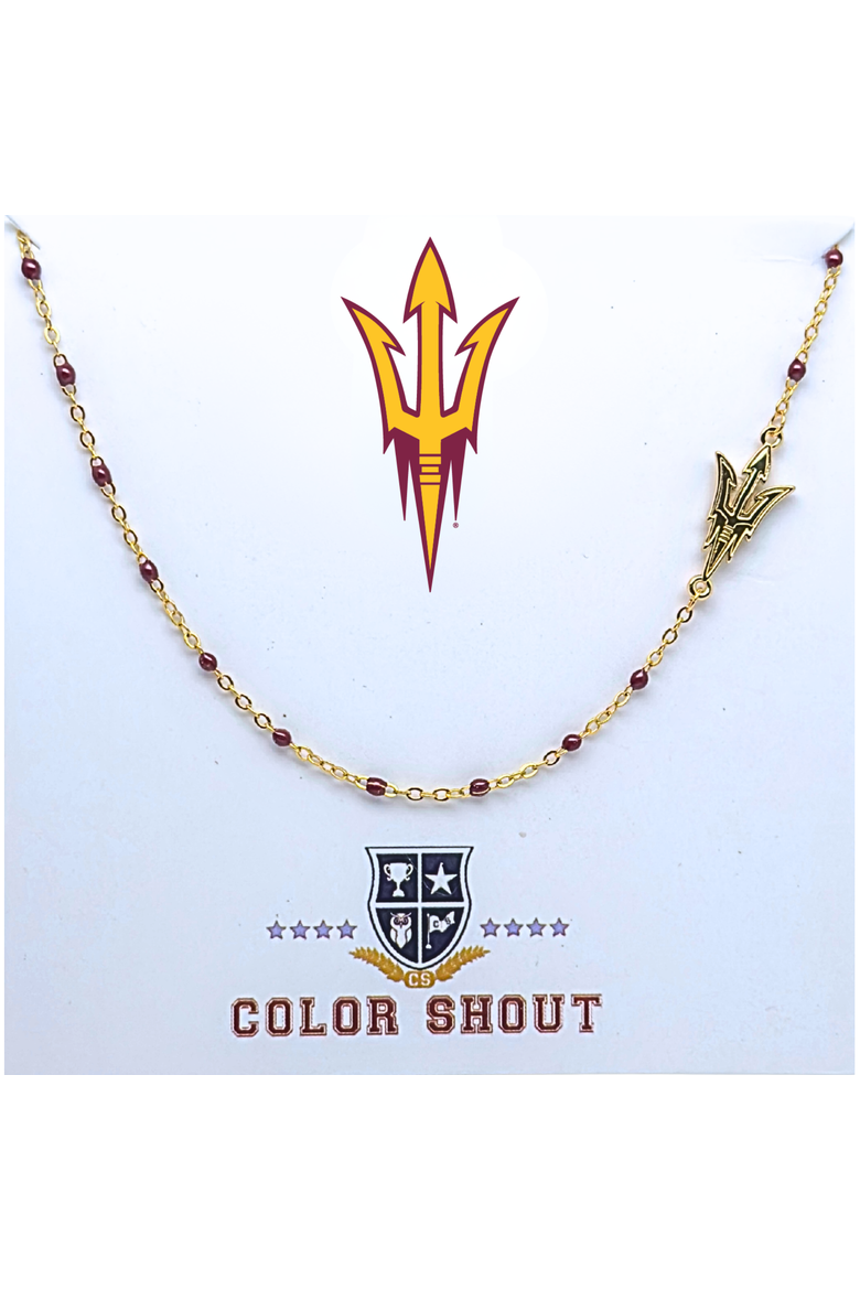 Arizona State University Side Necklace, Main, color, Yellow Gold