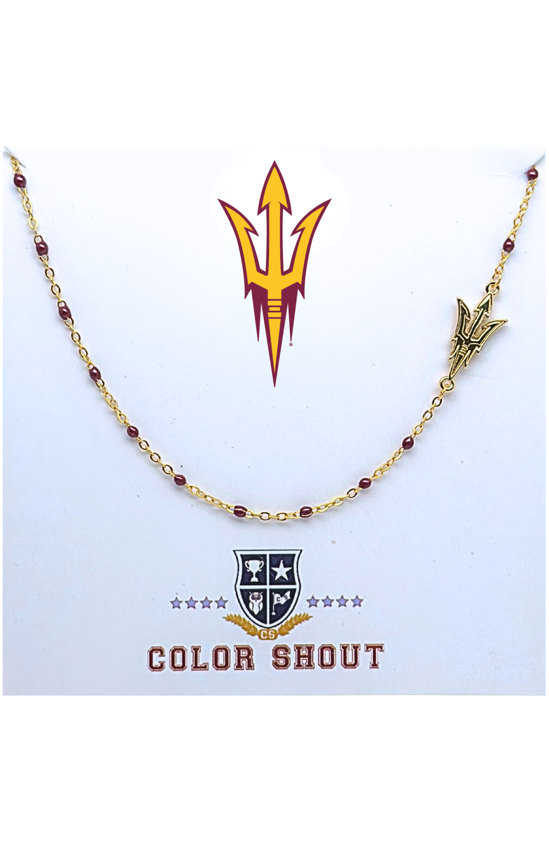 Color Shout Arizona State University Side Necklace, Main, color, Yellow Gold