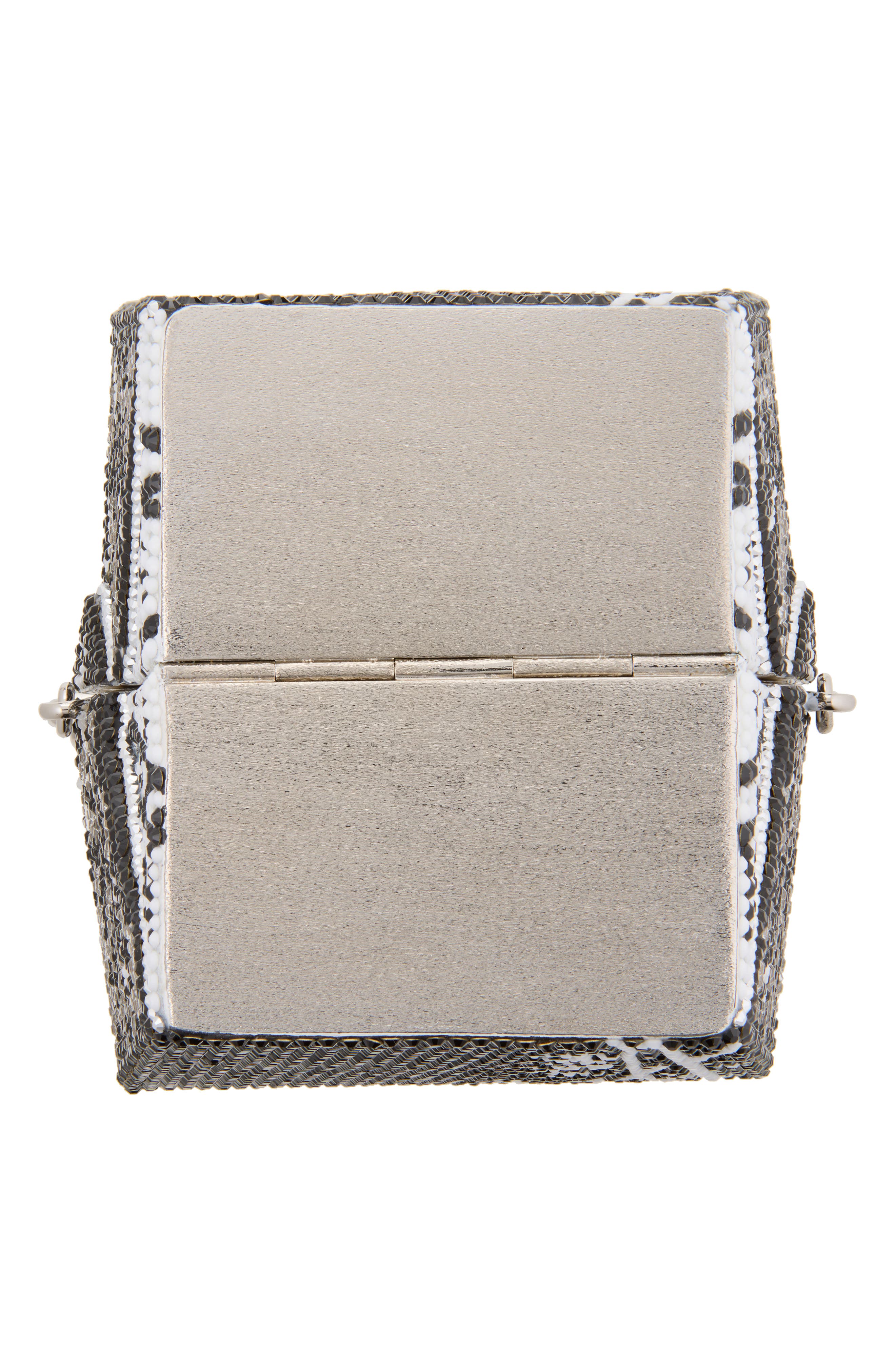 Bamboo Crystal Take Out Box Evening Bag, Alternate, color, SILVER JET MULTI