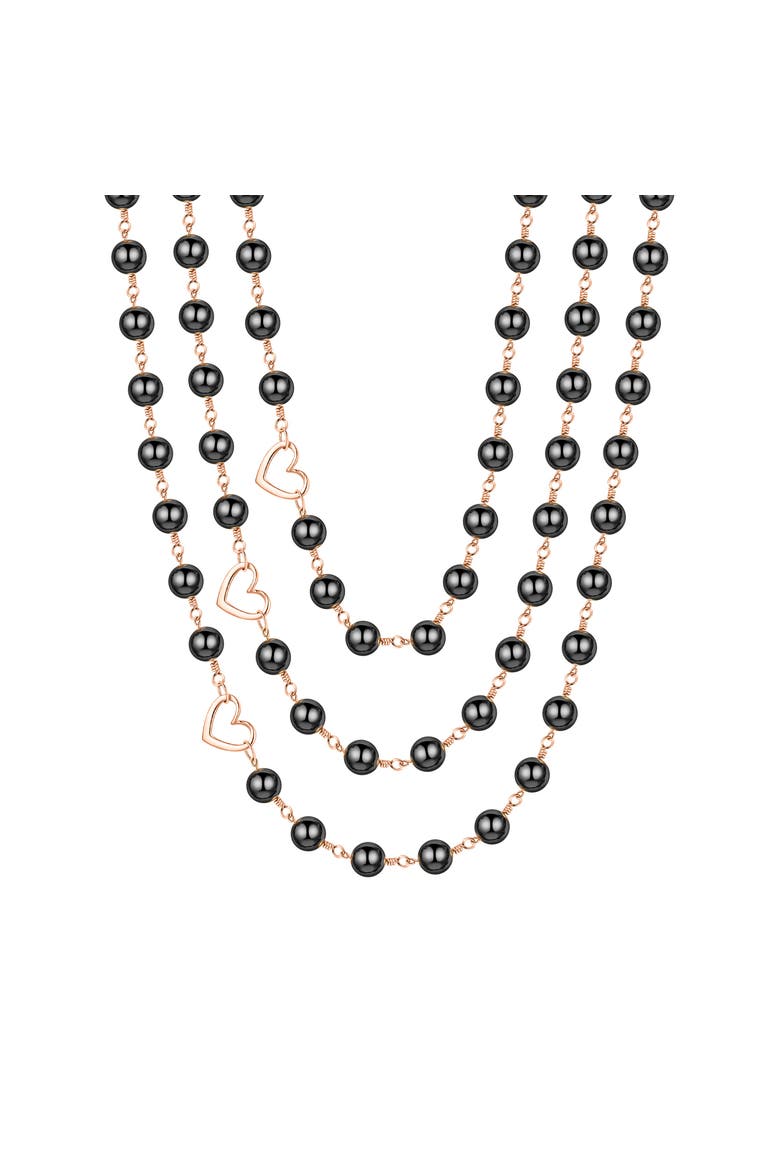 Heiress Black Hematite 3-Layer Necklace, Main, color, Black