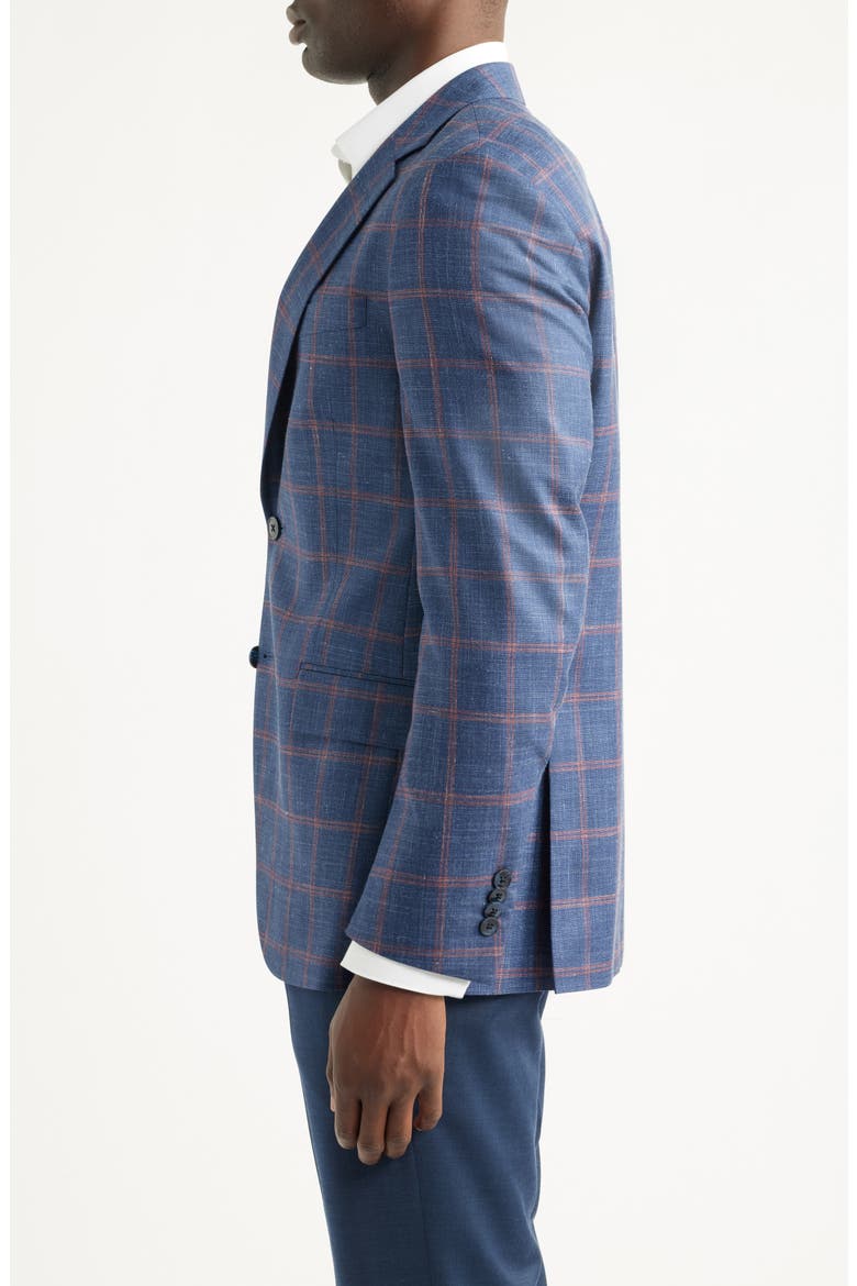 Flynn Classic Fit Navy Check Slub Wool Blend Sport Coat, Alternate, color, BLUE