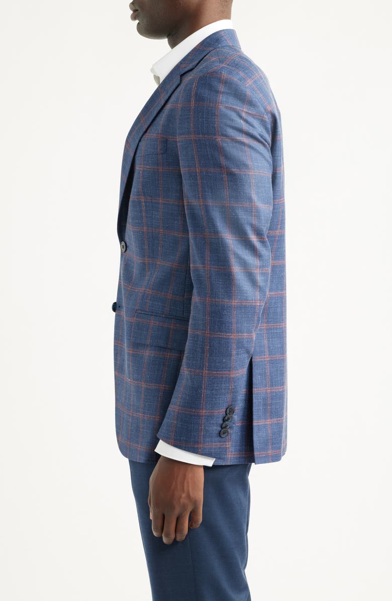 Peter Millar Flynn Classic Fit Navy Check Slub Wool Blend Sport Coat, Alternate, color, Blue