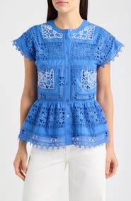 Elie Tahari Ava Eyelet Top