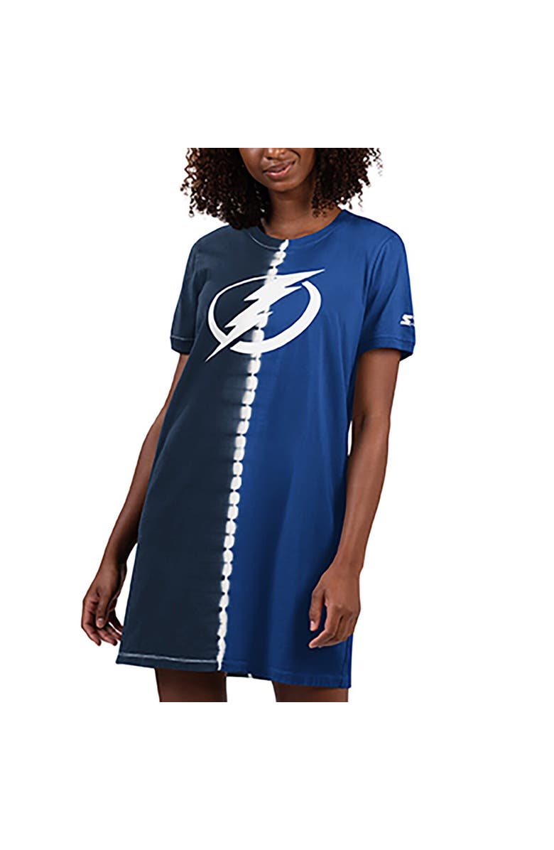 STARTER Women's Starter  Navy Tampa Bay Lightning Ace Tie-Dye Sneaker Dress, Alternate, color, Navy