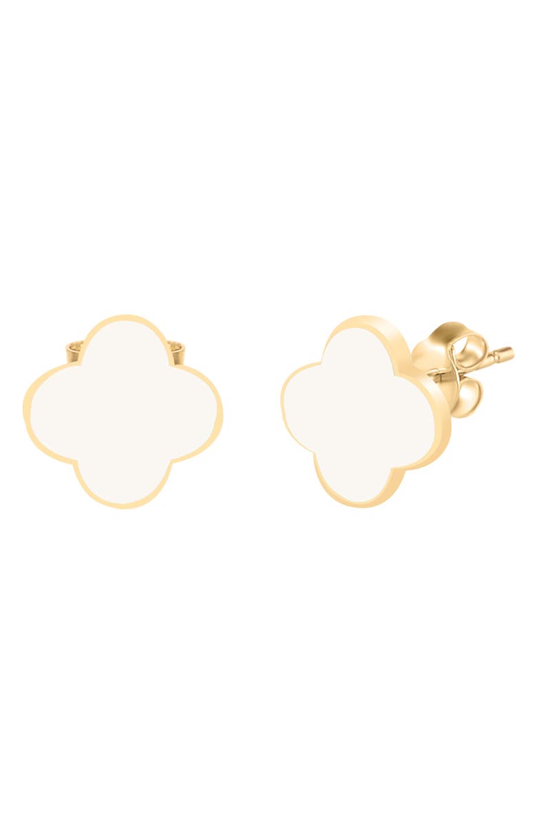 GABI RIELLE Effortless Staples French Enamel Clover Stud Earrings, Main, color,