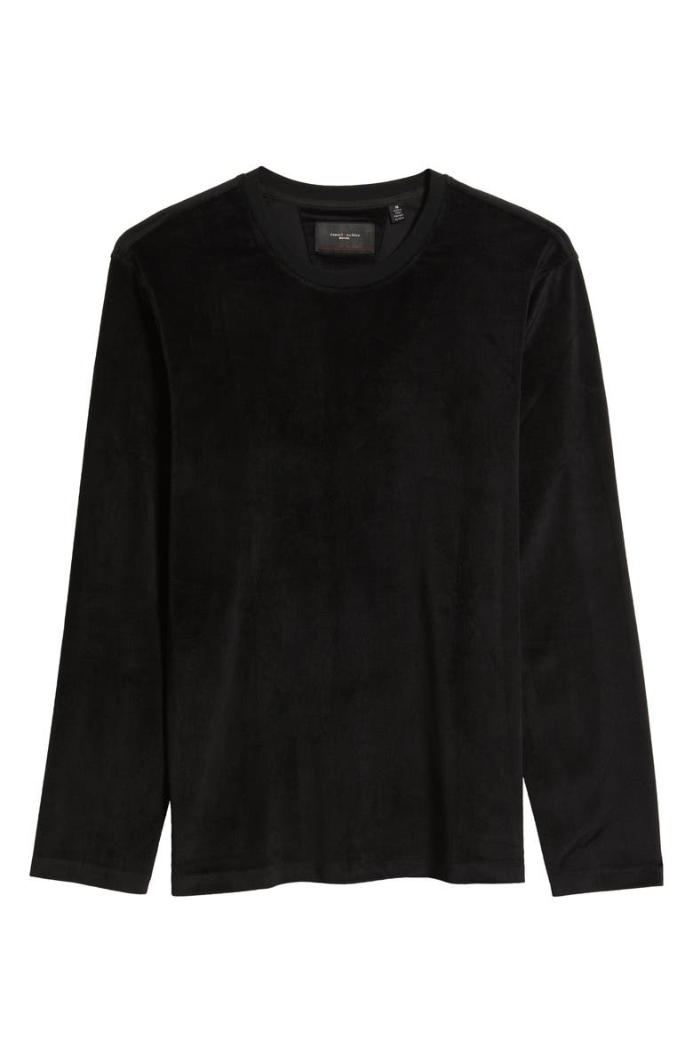 Daniel Buchler Velour Jacquard Long Sleeve Pajama Top, Alternate, color, Black