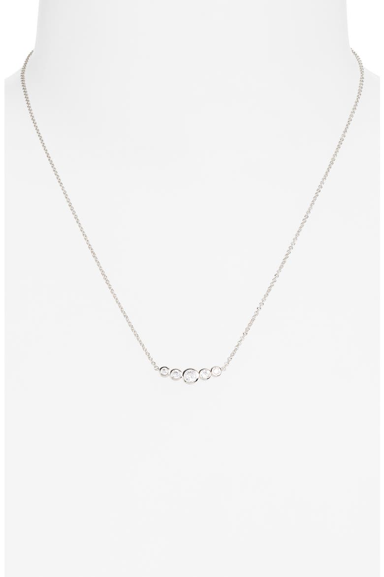 Jordan Cubic Zirconia Frontal Necklace, Alternate, color, RHODIUM