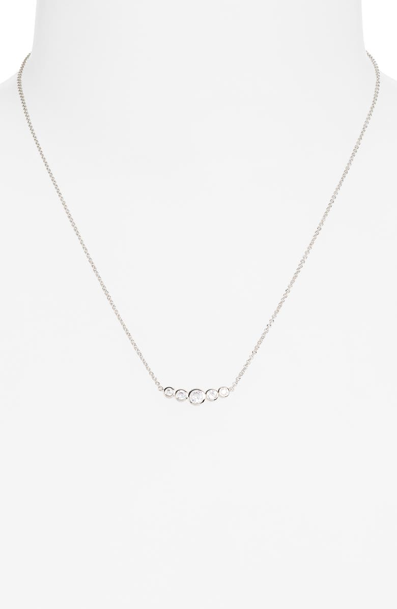 Nadri Jordan Cubic Zirconia Frontal Necklace, Alternate, color, Rhodium