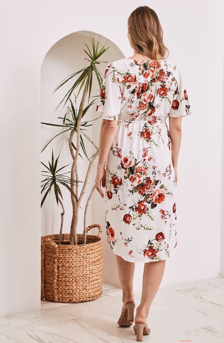 Angel Maternity Floral Drawstring Midi Maternity Dress, Alternate, color, 