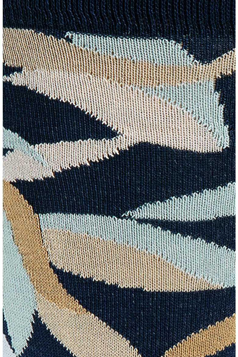 Leaf Print Mercerized Cotton Blend Dress Socks, Alternate, color, NAVY