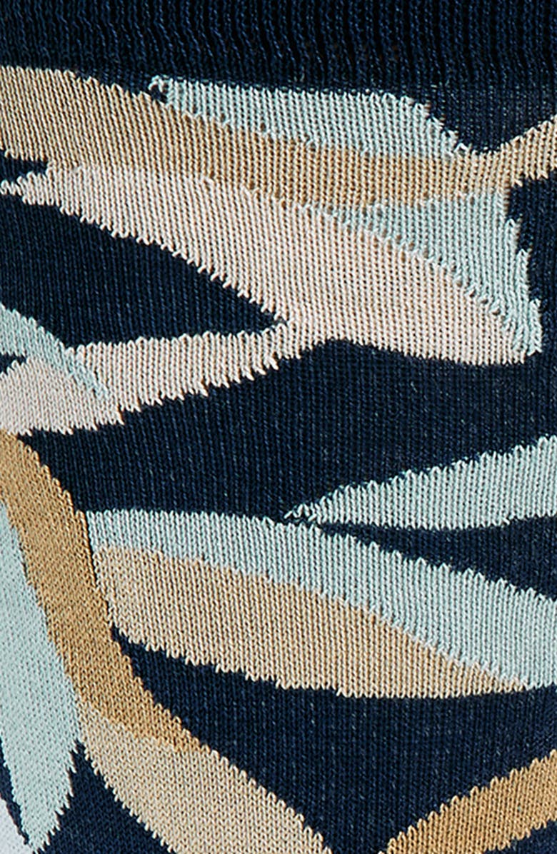 Bugatchi Leaf Print Mercerized Cotton Blend Dress Socks, Alternate, color, Navy