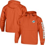 Champion Men's Champion Orange Miami Dolphins Packable Hooded Windbreaker Half-Zip Jacket